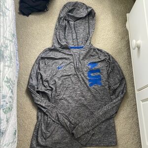 Nike Gray and Blue Hooded University of Kentucky dri fit  Top